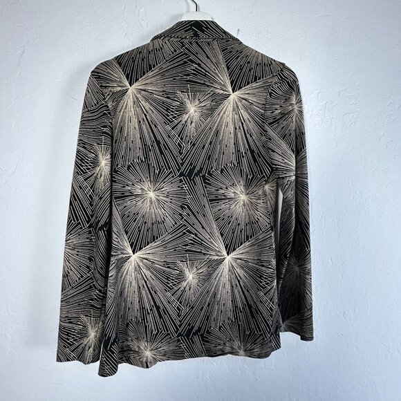 Vintage Diane Von Furstenberg Womens Black Beige Starburst Pattern Open Jacket - Picture 2 of 6